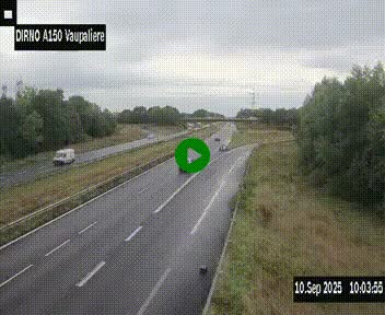 Webcam autoroute A150 à hauteur de La Vaupalière en périphérie de Rouen. Vue orientée vers Rouen