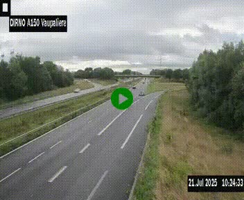 Webcam autoroute A150 à hauteur de La Vaupalière en périphérie de Rouen. Vue orientée vers Rouen