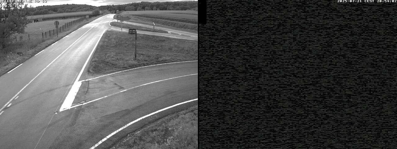 Webcam à Bellefontaine dans les Vosges à 552 mètres d'altitude sur la D63, à la jonction avec la D20A