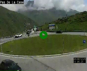 Webcam sur la N22 au niveau du poste frontière entre la France et Andorre à proximité de Pas de la Case à plus de 2000 mètres d'altitude