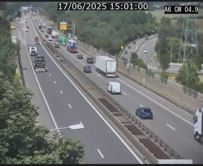 Traffic live webcam Luxembourg Croix de Cessange - A6 - BK 4.9 - direction Belgique
