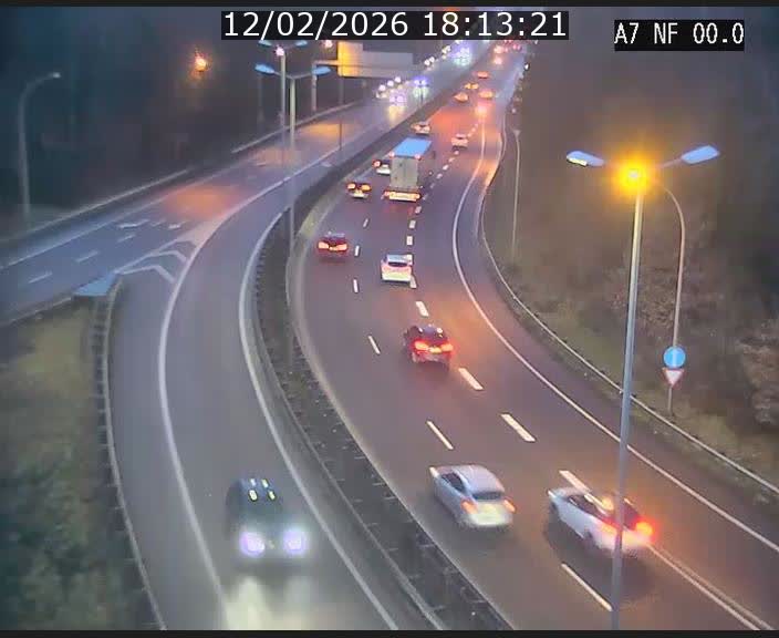 Caméra autoroute Luxembourg A7 - Echangeur A1/A7 Grünewald direction Tunnel Stafelter