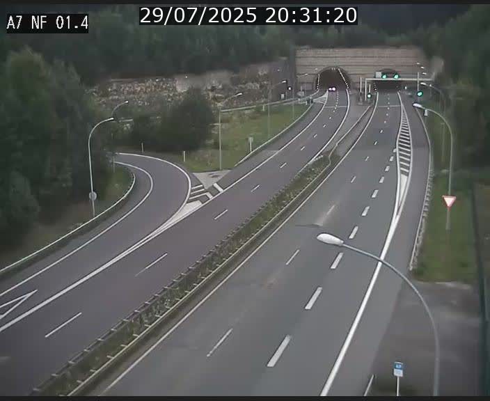 Caméra autoroute Luxembourg A7 - Echangeur Waldhaff - direction Tunnel Stafelter