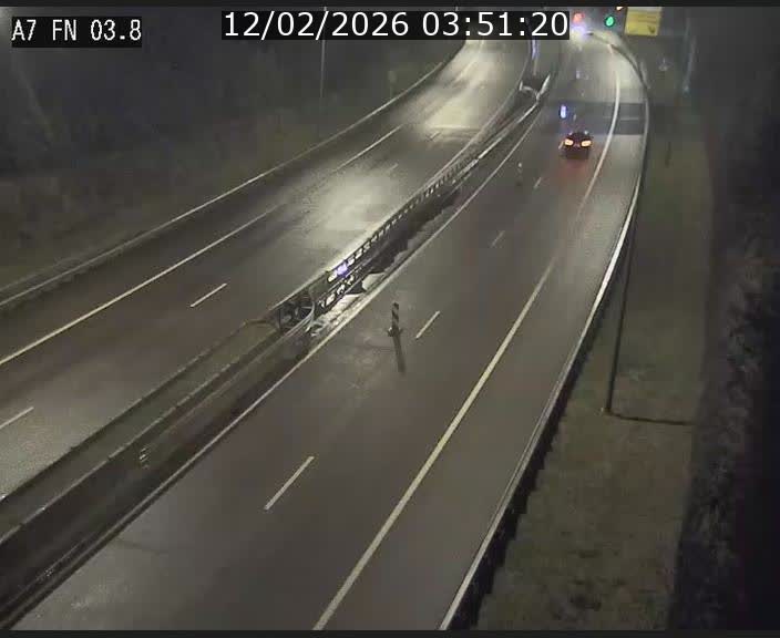 Caméra autoroute Luxembourg A7 - Passage à gibier Rëngelbour - direction Tunnel Stafelter