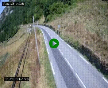 Webcam dans les Pyrénées Atlantique au niveau du col d'Urdos et du fort du Pourtalet sur la N134, en direction du Col et du tunnel du Somport, à 765 mètres d'altitude