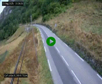 Webcam dans les Pyrénées Atlantique au niveau du col d'Urdos et du fort du Pourtalet sur la N134, en direction du Col et du tunnel du Somport, à 765 mètres d'altitude