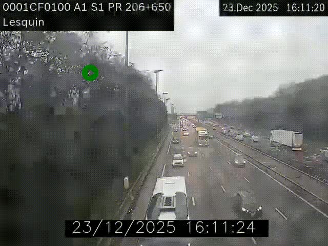 Webcam autoroute A1 à hauteur de Lesquin. Vue orientée vers Lille