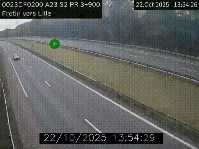Webcam autoroute A23 à hauteur de Fretin. Vue orientée vers Lille