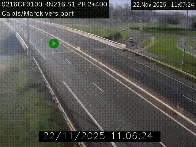 Webcam à Calais sur A216 (N216) en direction du port (harbour) de Calais.