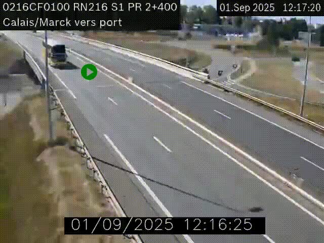 Webcam à Calais sur A216 (N216) en direction du port (harbour) de Calais.