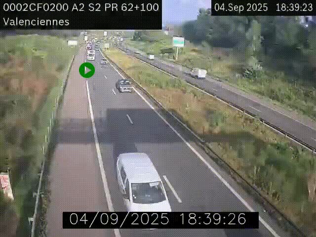 Webcam autoroute A2 à Valenciennes. Vue orientée vers Maubeuge et Mons (Belgique)