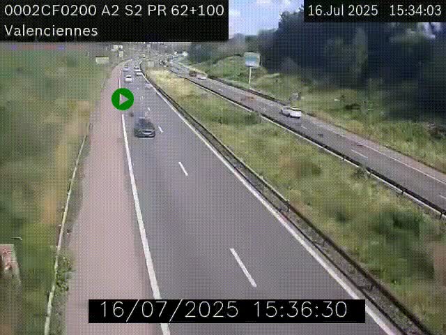 Webcam autoroute A2 à Valenciennes. Vue orientée vers Maubeuge et Mons (Belgique)