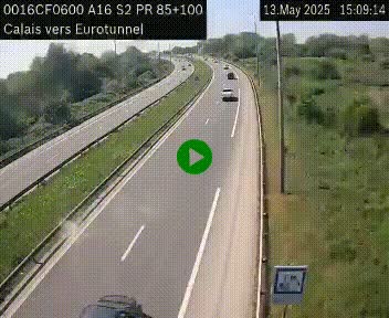 Webcam A16 à Calais en direction du Tunnel sous la Manche (Eurotunnel)