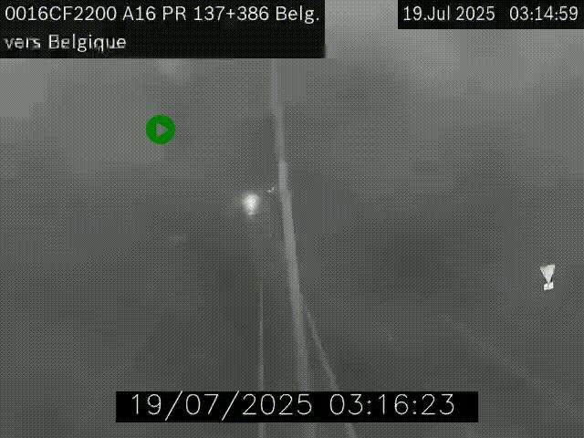Webcam à la frontière franco-belge au niveau de Bray-Dunes/De-Panne sur l'autoroute A16. Vue orientée vers la Belgique