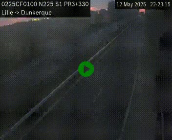 Webcam autoroute A25 (N225) à hauteur de Bergues (Bierne). Vue orientée vers Dunkerque.
