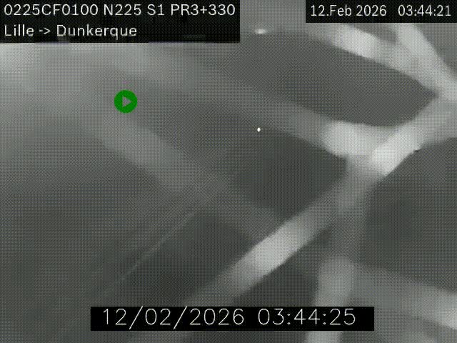 Webcam autoroute A25 (N225) à hauteur de Bergues (Bierne). Vue orientée vers Dunkerque.