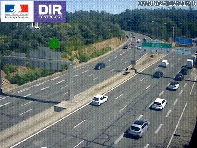 Caméra de circulation routière sur le boulevard périphérique Laurent Bonnevay de Lyon (D383) à hauteur de Bron, avant la jonction avec l'A43. Vue orientée vers l'échangeur