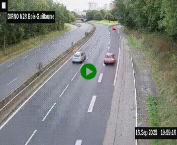 Webcam routière à hauteur de Bois-Guillaume en périphérie de Rouen. Vue orientée vers Rouen