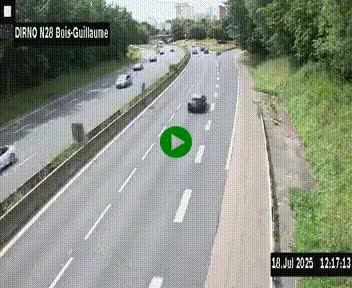 Webcam routière à hauteur de Bois-Guillaume en périphérie de Rouen. Vue orientée vers Rouen