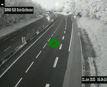 Webcam routière à hauteur de Bois-Guillaume en périphérie de Rouen. Vue orientée vers Rouen