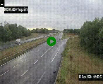Webcam autoroute A150 à hauteur de La Vaupalière en périphérie de Rouen. Vue orientée vers Rouen