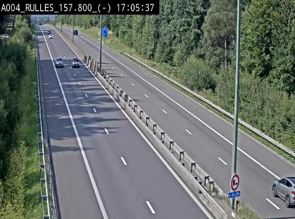 Webcam à Marbehan sur l'E411 à hauteur de la sortie 28a Rulles. Vue orientée vers Bruxelles