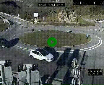 Webcam au nord d'Ax-les-Thermes au niveau de l'aire de chaînage de la N20. Vue orientée vers les Pyrénées, en direction de Pas de la Case