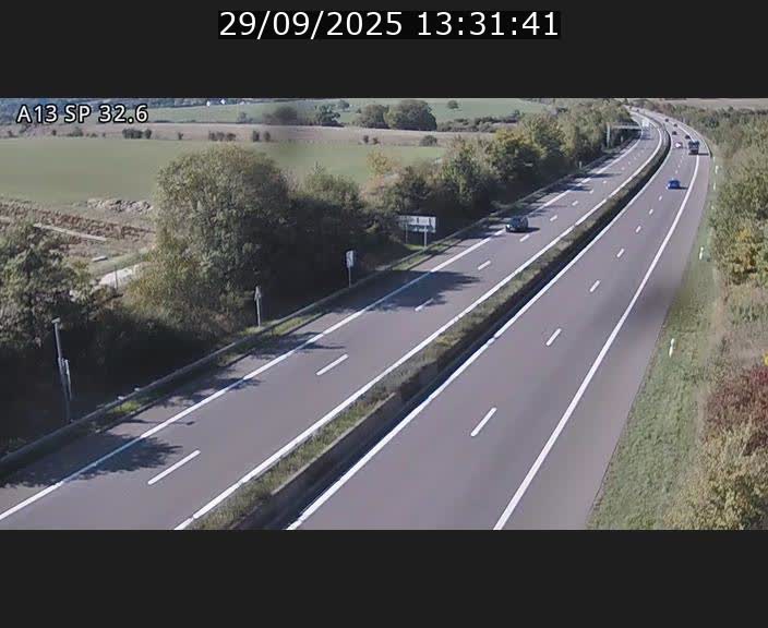 Webcam info trafic A13 à hauteur de Mondorf-les-bains. Vue orientée vers Altwies