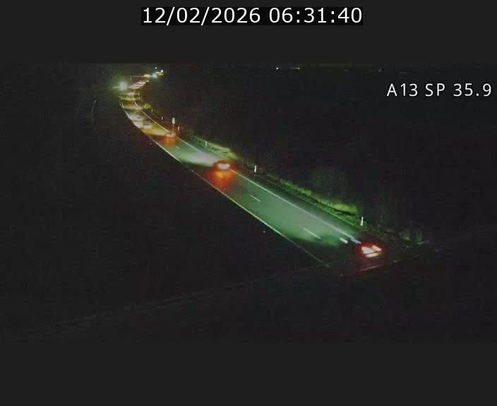 Webcam trafic sur A13 à l'entrée ouest du tunnel Markusbierg à Remerschen. Vue orientée vers Mondorf-les-Bains.