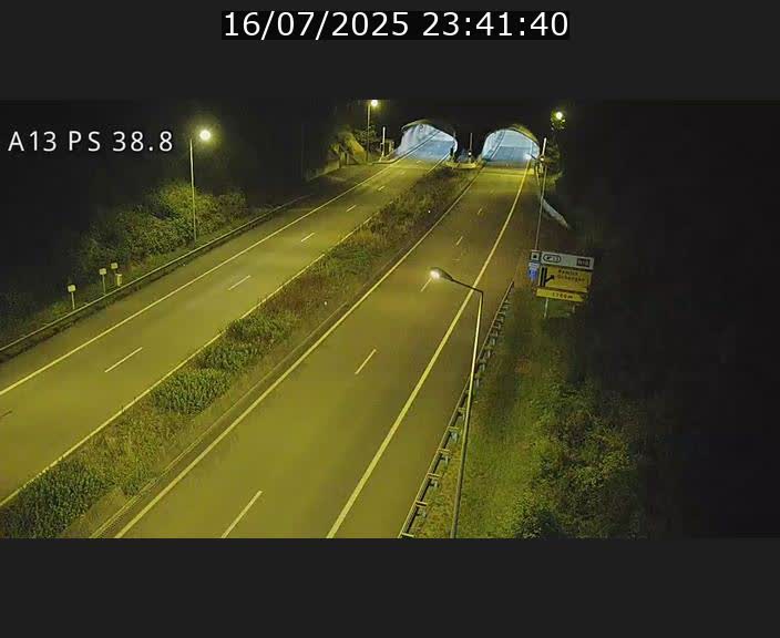 Webcam autoroute A13 à l'entrée ouest du tunnel Markusbierg à Schengen. Vue orientée vers Mondorf-les-Bains