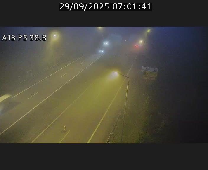 Webcam autoroute A13 à l'entrée ouest du tunnel Markusbierg à Schengen. Vue orientée vers Mondorf-les-Bains