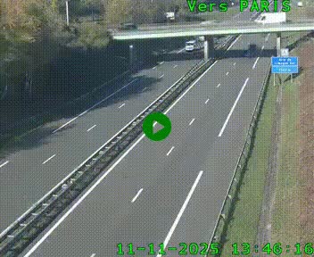 Caméra routière sur l'autoroute A20 au nord de Limoges, à la jonction avec la N520. Vue orientée vers Paris