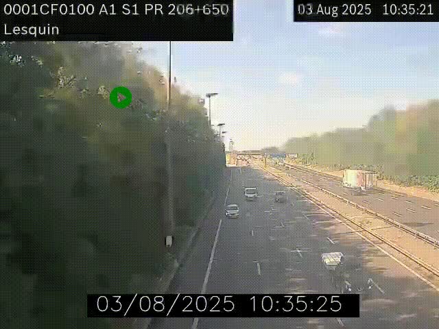 Webcam autoroute A1 à hauteur de Lesquin. Vue orientée vers Lille