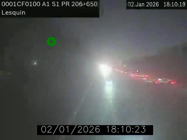 Webcam autoroute A1 à hauteur de Lesquin. Vue orientée vers Lille