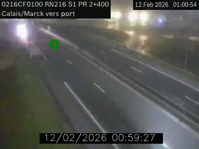 Webcam à Calais sur A216 (N216) en direction du port (harbour) de Calais.