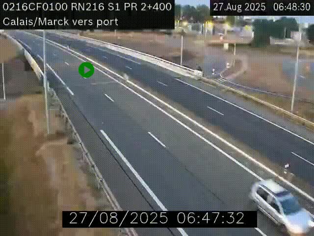 Webcam à Calais sur A216 (N216) en direction du port (harbour) de Calais.