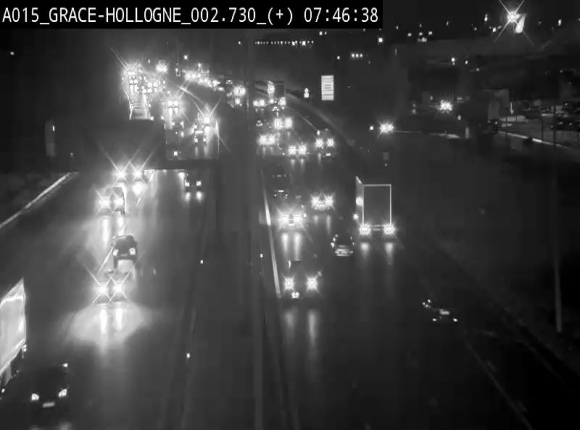Webcam E42/A15 à Grâce-Hollogne, à proximité de la jonction avec l'A604. Vue orientée vers Namur