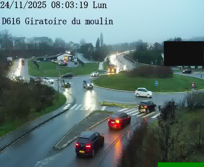 Webcams sur la D616, sur le contournement d'Audun-le-Tiche. Vue orientée vers le rond-point du Moulin, en provenance du Luxembourg
