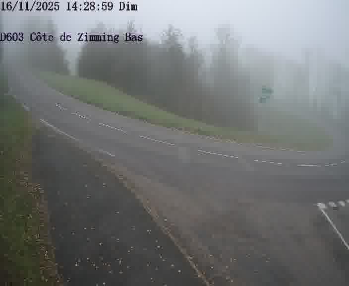 Webcam sur la D603 située dans la Côté de Zimming-bas, dans le virage en demi-tour, à la jonction avec la D74