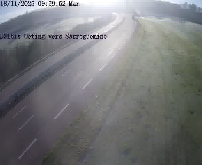 Webcam installée le long de D31bis (France) à Oeting, pointée vers Sarreguemines, utile pour suivre précisément les conditions de trafic.