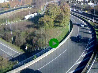 Caméra autoroute à la jonction entre l'A7 et la D301 (Boulevard urbain Sud de Lyon) à Feyzin, au sud de Lyon. Vue orientée vers Mions