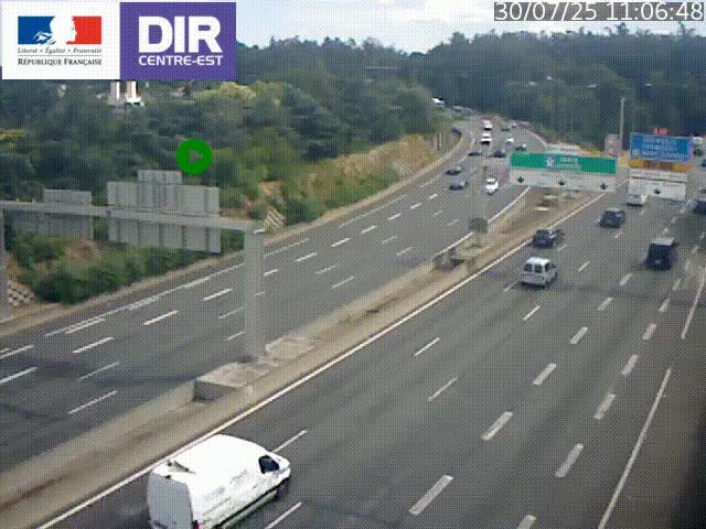 Caméra de circulation routière sur le boulevard périphérique Laurent Bonnevay de Lyon (D383) à hauteur de Bron, avant la jonction avec l'A43. Vue orientée vers l'échangeur