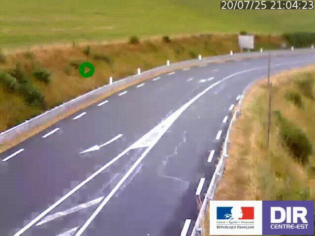 Webcam sur le col Pin Bouchain, vue orientée vers Roanne, en provenance de Lyon sur la nationale 7 (N7)