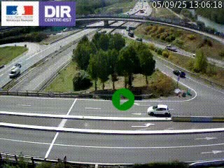 Webcam traffic à Grenoble-sud sur l'autoroute A480. Vue orientée vers l'entrée et la sortie de Grenoble
