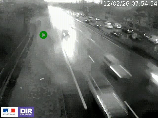 Webcam à Bron sur l'A43 à la jonction avec le boulevard périphérique de Lyon (D383). Vue orientée vers Lyon
