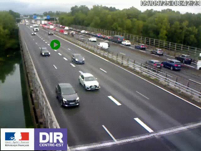 Caméra trafic à la jonction entre l'A46 (Rocade-est de Lyon) et l'A42 à hauteur de Vault-en-Velin en direction de Marseille
