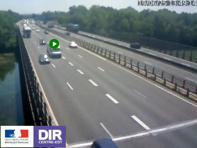 Caméra trafic à la jonction entre l'A46 (Rocade-est de Lyon) et l'A42 à hauteur de Vault-en-Velin en direction de Marseille