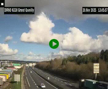 Webcam routière sur N338 à hauteur de Grand-Quevilly en périphérie de Rouen. Vue orientée vers Rouen