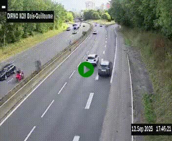 Webcam routière à hauteur de Bois-Guillaume en périphérie de Rouen. Vue orientée vers Rouen