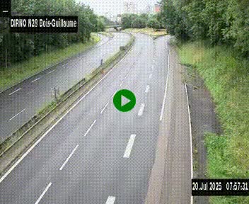 Webcam routière à hauteur de Bois-Guillaume en périphérie de Rouen. Vue orientée vers Rouen